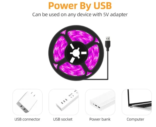LED Grow Light Full Spectrum USB Grow Light Strip 0.5m 1m 2m 2835 Chip LED Phyto Lamp for Plants Flowers Greenhouse Hydroponic - Image 5