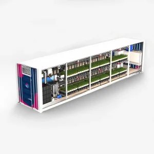 smart farm grow hydroponic vertical farming system 40ft shipping container farm greenhouse for medical plants, herbs, lettuce